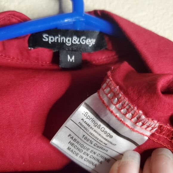 Spring & Gege Boys Preppy Formal Button Up Dress Shirt Burgundy Size Medium - Picture 6 of 11